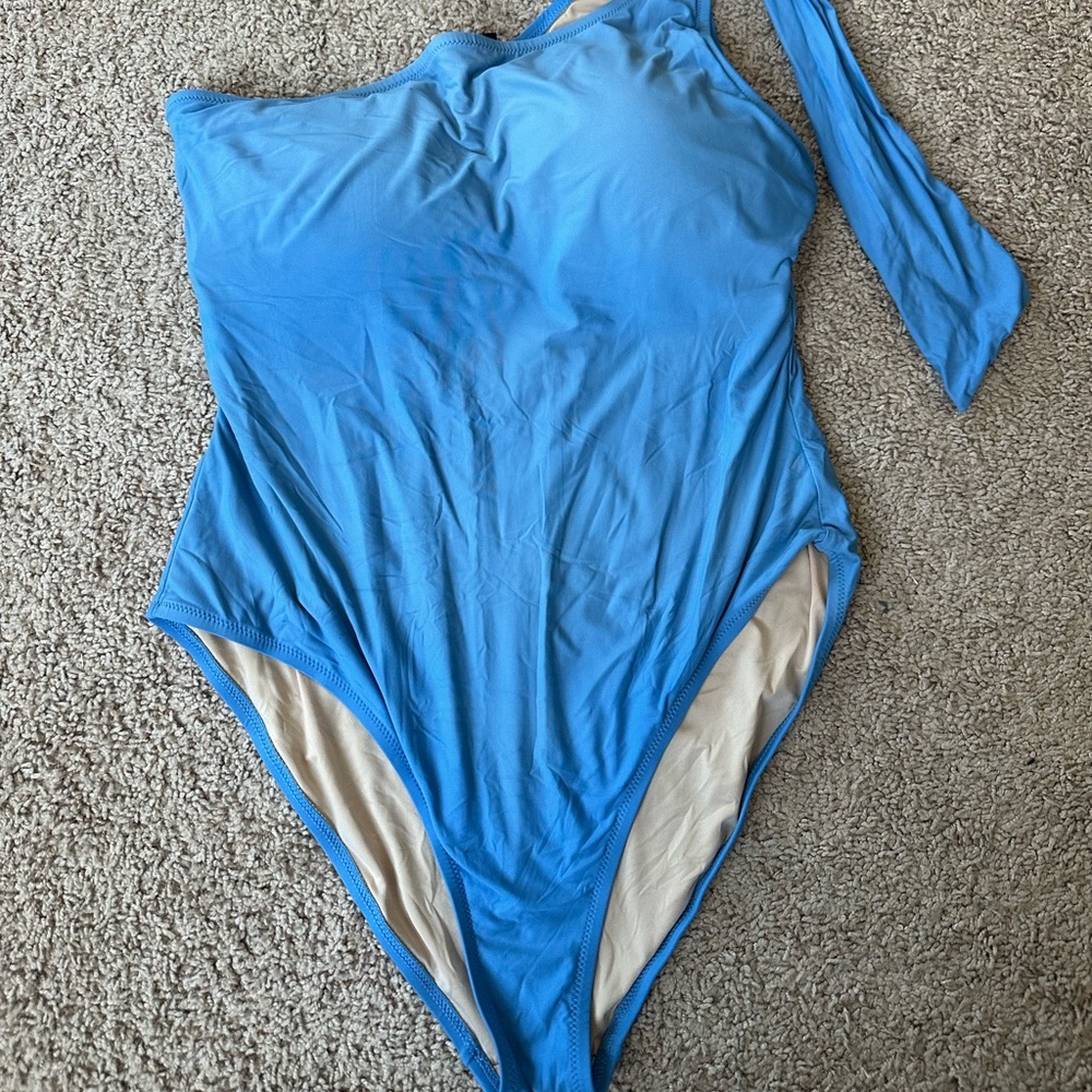 JCrew Bow One Shoulder One Peice Sail Blue Size 16